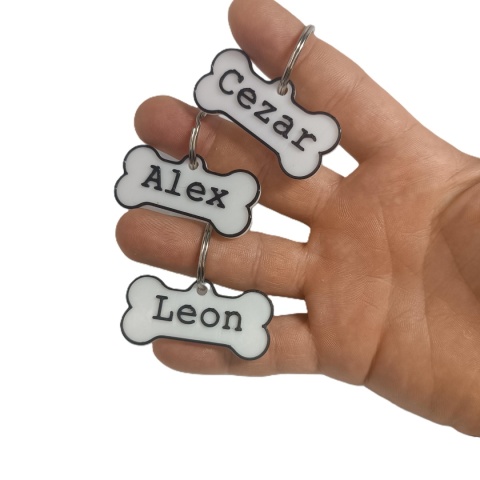 Adresówka Kość Dla Psa Personalizowana Imię Numer z Grawerem