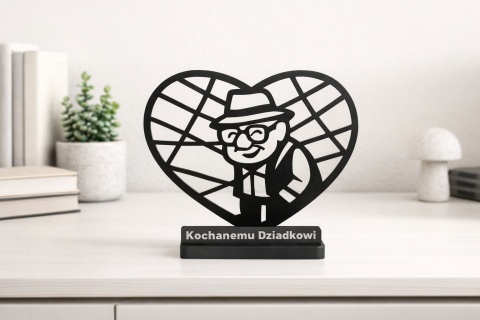 Ażurowa Ozdoba 3D Serce Personalizowany Prezent Na Dzień Dziadka