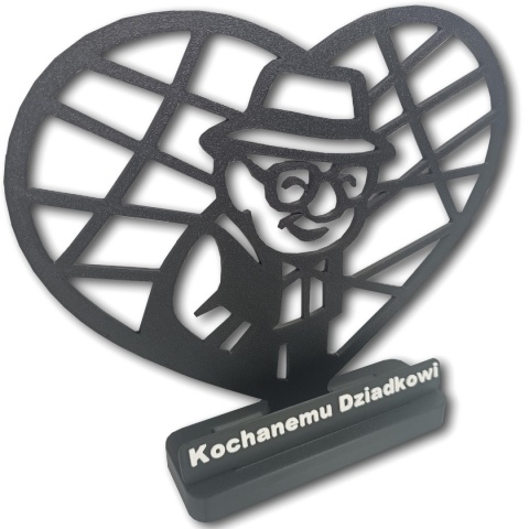 Ażurowa Ozdoba 3D Serce Personalizowany Prezent Na Dzień Dziadka