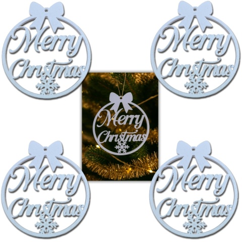 Zawieszka Bombka Świąteczna Merry Christmas Elegancka Ozdoba 3D 4 szt