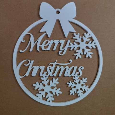 Zawieszka Bombka Świąteczna Merry Christmas Elegancka Ozdoba Biała 15cm