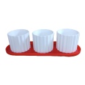 Zestaw 3 Doniczek Osłonek Kwietnik Potrójna Z Podstawką Czerwony Biały
