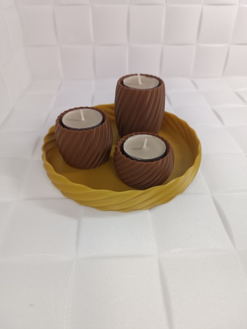 Zestaw Taca 3x Świeczniki na tealight Zestaw Taca 3x Świeczniki na tealight