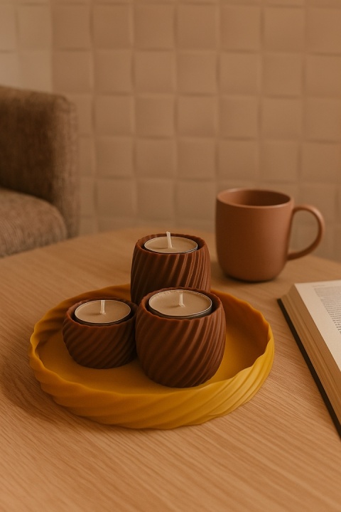 Zestaw Taca 3x Świeczniki na tealight Zestaw Taca 3x Świeczniki na tealight