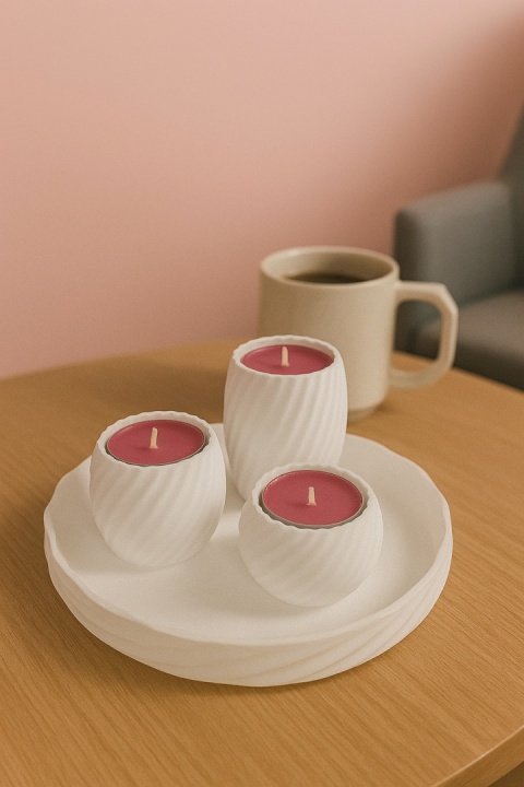 Zestaw Taca 3x Świeczniki na tealight Zestaw Taca 3x Świeczniki na tealight