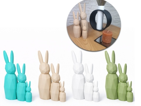Zestaw Wielkanocnych Zajączków Króliczek Wielkanocny Styl Low Poly 3 szt